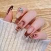 RikView French Tip Press on Nails Long Acrylic Nails Red Coffin Acrylic Nails with Fall Design Full Cover Nails 24 PCs/Set view 2
