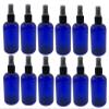 Natural Farms 4 oz Blue Boston BPA FREE Bottles - 12 Pack Empty Refillable Containers - Essential Oils Cleaning Products - Aromatherapy | Black Fine Mist Sprayers - Made in the USA view 1