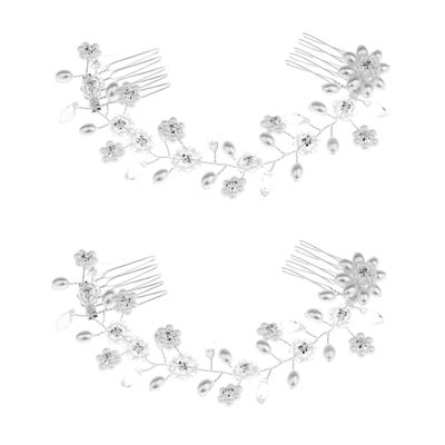 2pcs Creative Alloy Hair Comb Rhinestones for Weddings and Special Events Hair Accessories Versatile Double- Hairstyles