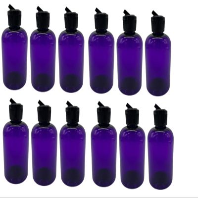 Natural Farms 4 oz Purple Boston BPA FREE Bottles - 12 Pack Empty Refillable Containers - Essential Oils - Hair- Aromatherapy | Black Spout Cap - Made in the USA