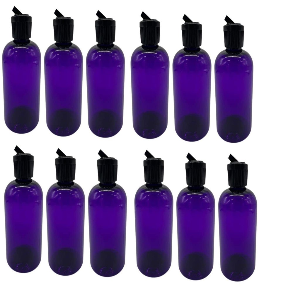 Natural Farms 4 oz Purple Boston BPA FREE Bottles - 12 Pack Empty Refillable Containers - Essential Oils - Hair- Aromatherapy | Black Spout Cap - Made in the USA
