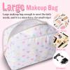 Nylon Large Makeup Bag Travel Cosmetic Bag Pouch, Big Preppy Makeup Bag Cute Cosmetic Zipper Pouch Purse, Waterproof Toiletry Bag Clutch Makeup Organizer Travel Essentials for Women Girl(White-Heart) view 4