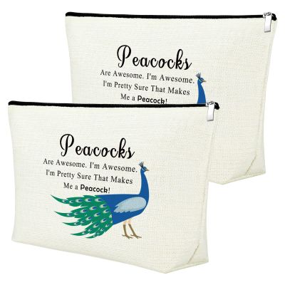 2 Pcs Peacock Makeup Bag Peacock Lovers Gifts Inspirational Animal Gift Cosmetic Bag Animal Lovers Gifts Funny Peacock Themed Gifts Birthday Christmas Gift for Mom Aunt Friend Travel Makeup Pouch
