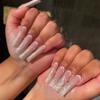 RikView Long Press on Nails Square Fake Nails Nude Nails with Rhinestones Glossy Nails for Women 24 PCS/Set view 1