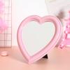 1 Piece Small Heart Shaped Makeup Mirror Tabletop Cosmetic Mirror Heart Makeup Mirror Vanity Makeup Mirror Lovely Mirror Wall Desktop Cosmetic Mirror for Women Lady, 6.7 x 7.5 Inches, Light-Pink view 2