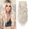 REECHO Hair Extensions, 4PCS Clip in Hair Extensions HE001 Natural Soft Synthetic Hairpieces for Women, Platium Blonde view 1