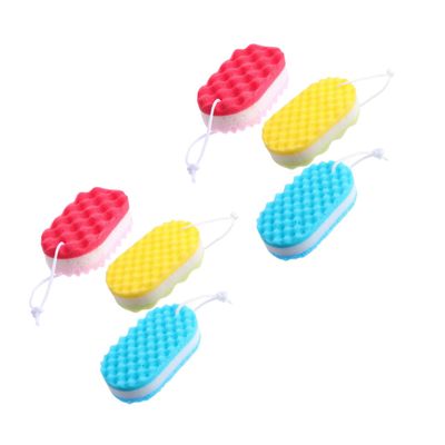 LALAFINA 6pcs Three Layer Bath Sponge Body Wash Scrubber Scalp Scrubber Cleaning Sponge Body Shower s Foam Sea Handheld Bath Scrubber Shower Exfoliating