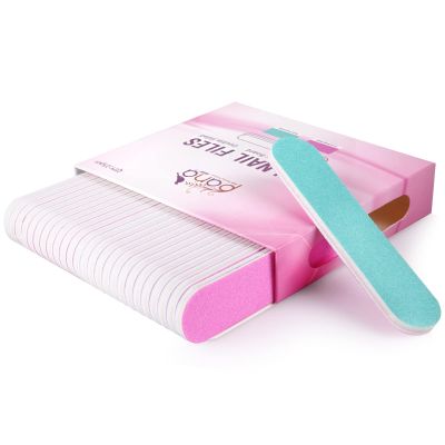 25PCS Mini Size PANA Professional Double Sided Nail Files - Pink&Teal, 100/100 Grit - Emery Board Nail Buffering File Manicure Pedicure Nail Polisher Washable