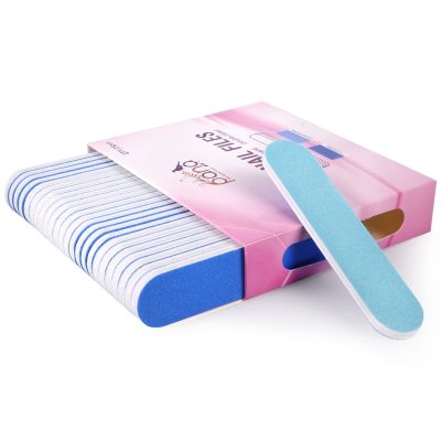 25PCS Mini Size PANA Professional Double Sided Nail Files - Blue, 100/100 Grit - Emery Board Nail Buffering File Manicure Pedicure Nail Polisher Washable