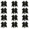 Black - 12 Pcs 7 Inch Jumbo Cheer Bows Ponytail Holder Cheerleading Girls Bow Hair Tie view 1