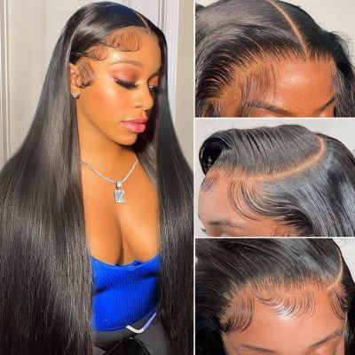 13x4 Lace FrontWigs Human Hair Pre Plucked with Baby Hair 150% Density Straight Brazilian Virgin FrontalWigs Human Hair 13x4 Glueless HD Lace ClosureHuman Hair Wigs for Black Women(20 Inch)