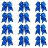 Blue - 12 Pcs 7 Inch Jumbo Cheer Bows Ponytail Holder Cheerleading Girls Bow Hair Tie view 1