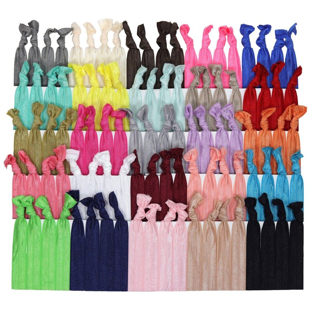 Black - Hair Ties Elastic 100 Fabric Ponytail Holder Lot Scrunchies Accessories Girls