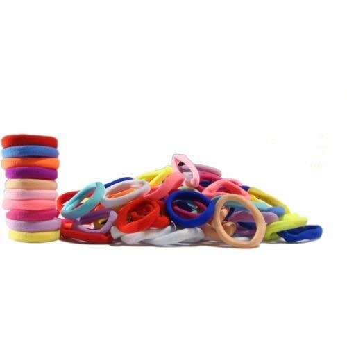 100 Pack Hair Elastics Ties Ponytail Holders Elastic Bands Lot Rainbow Terry