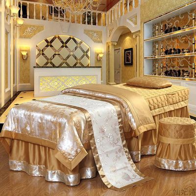 MIPOPS 4-Piece Microfiber Massage Table Sheet Set, Beauty Salon Massage Table Skirt Set Bedspreads Bed Skirt Sheet European-Style Massage Aromatherapy Cover(A,70x190cm(28x75inch))