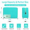 Nylon Large Makeup Bag Travel Pouch for Women, Preppy Big Makeup Bag Cute Cosmetic Zipper Pouch Purse, DIY Chenille Letter Bag Waterproof Toiletry Bag Clutch Make Up Organizer for Women Girls(Mint) view 2