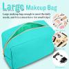 Nylon Large Makeup Bag Travel Pouch for Women, Preppy Big Makeup Bag Cute Cosmetic Zipper Pouch Purse, DIY Chenille Letter Bag Waterproof Toiletry Bag Clutch Make Up Organizer for Women Girls(Mint) view 4
