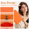 Nylon Large Makeup Bag Travel Cosmetic Bag Pouch, Preppy Big Makeup Bag Cute Cosmetic Zipper Pouch Purse, Waterproof Toiletry Bag Clutch Makeup Organizer Travel Essentials for Women Men Girls(Orange) view 3