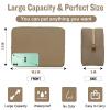 Nylon Large Makeup Bag Travel Pouch for Women, Preppy Big Makeup Bag Cute Cosmetic Zipper Pouch Purse, DIY Chenille Letter Bag Waterproof Toiletry Bag Clutch Make Up Organizer for Women Girls(Khaki) view 2