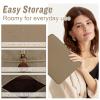 Nylon Large Makeup Bag Travel Pouch for Women, Preppy Big Makeup Bag Cute Cosmetic Zipper Pouch Purse, DIY Chenille Letter Bag Waterproof Toiletry Bag Clutch Make Up Organizer for Women Girls(Khaki) view 3