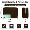 Nylon Large Makeup Bag Travel Pouch for Women, Preppy Big Makeup Bag Cute Cosmetic Zipper Pouch Purse, DIY Chenille Letter Bag Waterproof Toiletry Bag Clutch Make Up Organizer for Women Girls(Brown) view 2
