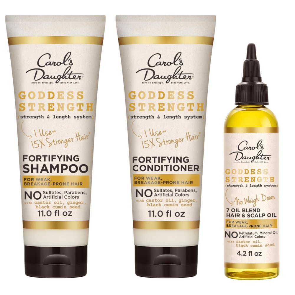 Carol's Daughter Goddess Strength Hair Care Gift Set - Sulfate Free Shampoo and Conditioner with Scalp & Hair Treatment Oil  3 Products