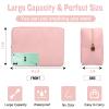Nylon Large Makeup Bag Travel Pouch for Women, Preppy Big Pink Makeup Bag Cute Cosmetic Zipper Pouch Purse, DIY Chenille Letter Bag Waterproof Toiletry Bag Clutch Makeup Organizer for Women Girl(Pink) view 2
