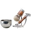 Grandslam Safety Razor Shaving Kit for Men,Pure Badger Hair Brush and Double Edge Safety Razor with Rosewood Handle, Stainless Steel Shaving Stand and Double Layer Large Bowl with 10 Blade view 3