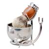 Grandslam Safety Razor Shaving Kit for Men,Pure Badger Hair Brush and Double Edge Safety Razor with Rosewood Handle, Stainless Steel Shaving Stand and Double Layer Large Bowl with 10 Blade view 4
