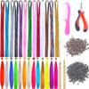 13 Colors Hair Tinsel with Tools Kit 43 Inch 2600 Strands Tinsel Hair Extensions Sparkling Shiny Hair Pieces for Christmas Cosplay Party Halloween with 13Pcs Synthetic Feather view 1