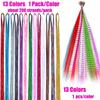 13 Colors Hair Tinsel with Tools Kit 43 Inch 2600 Strands Tinsel Hair Extensions Sparkling Shiny Hair Pieces for Christmas Cosplay Party Halloween with 13Pcs Synthetic Feather view 3