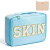 Belanttega Mother's Day Best Gifts Preppy Patch MOM Cosmetic Bag Large Capacity Travel Toiletry Bag with Brush Bags Makeup Case Multifunction Organizer Make Up Bag Mother's Day Gifts for Mama Women view 1