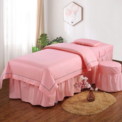 MIPOPS Premium 4-Piece Massage Sheet Set for Massage Tables, Beauty Salon Massage Table Bed Sheet Skirt SPA Bedspread Full Cover with Pillowcase, Stool Cover(I,190x80cm(75x31inch))