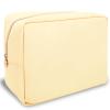 Nylon Large Makeup Bag Travel Pouch for Women, Preppy Big Makeup Bag Cute Cosmetic Zipper Pouch Purse, DIY Chenille Letter Bag Waterproof Toiletry Bag Clutch Makeup Organizer for Girls (Beige) view 1