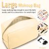 Nylon Large Makeup Bag Travel Pouch for Women, Preppy Big Makeup Bag Cute Cosmetic Zipper Pouch Purse, DIY Chenille Letter Bag Waterproof Toiletry Bag Clutch Makeup Organizer for Girls (Beige) view 4