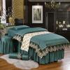 MIPOPS 4-Piece Microfiber Massage Table Sheet Set, Solid Color Premium Table Skirt Natural Massage Linen Salon Bed Cover Bedspreads(Green,180x70cm(71x28inch)) view 1