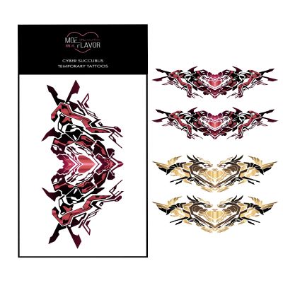Cosplay Cyber Succubus Sexy Womb Temporary Tattoos | Kawaii Fake Tattoo Perfect for Women's Anime Costumes (Metal)