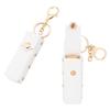 WADORN 2pcs Chapstick Keychain Holder, 6 Inch PU Leather Lipstick Organizer Holder with Keychain Mini Lip Gloss Travel Storage Case Portable Snap-On Lip Balm Sleeves for Women Gift,White view 1