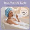 Premium Shower Cap for Women - 1000+ Showers, 100% Waterproof, Double-Sided, Large Shower Cap For Long Hair & Great For Curls (Anti-Frizz Terry Cloth Lining) (Sky Blue) view 2