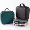 AAOTE Makeup Bag Cosmetic Bag with Partition,2 Layers Professional Travel Makeup Case,Silver Diamond Pattern Cosmetic Bag with Partition,Nail Beauty Storage Box (Color : White) (Color : White) view 2