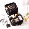 AAOTE Makeup Bag Cosmetic Bag with Partition,2 Layers Professional Travel Makeup Case,Silver Diamond Pattern Cosmetic Bag with Partition,Nail Beauty Storage Box (Color : White) (Color : White) view 4