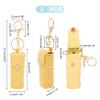 WADORN 2pcs Chapstick Keychain Holder, 6 Inch PU Leather Lipstick Organizer Holder with Keychain Mini Lip Gloss Travel Storage Case Portable Snap-On Lip Balm Sleeves for Women Gift, Yellow view 2