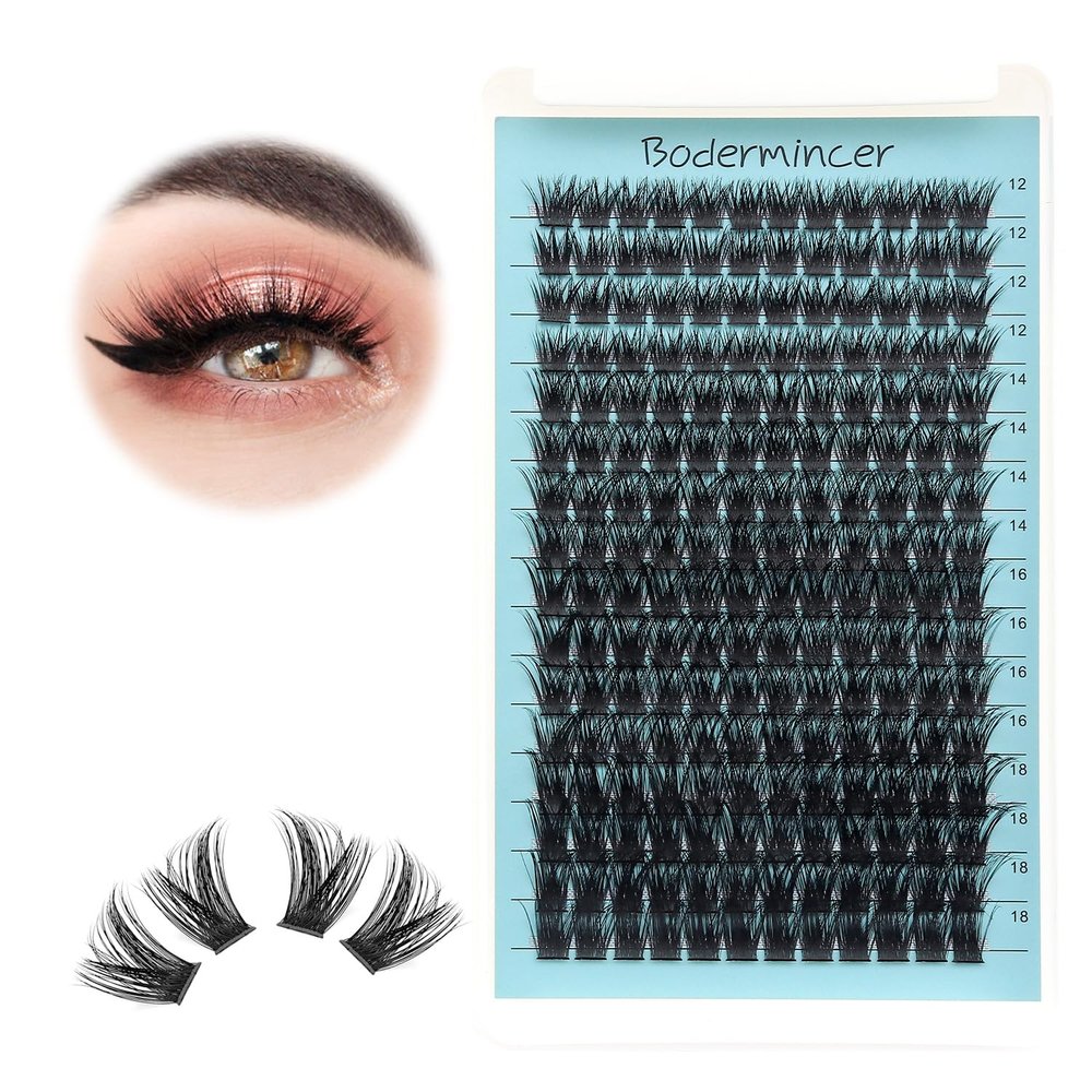 Bodermincer D Curl 16 Rows Large Pack 192 Cluster Eyelashes 8-10-12-14mm Mixed/10-12-14-16mm Mixed/12-14-16-18mm Mixed Length (12-14-16-18mm Mixed)