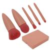 5pcs Makeup Brush Set, Portable Complete Cosmetic Brushes Kit with Mirror, Durable Beauty Brush with Streamlined Brush Shaft, Multipurpose Cosmetic Brush for Eyeshadow Foundation Blush Loose Powder view 1