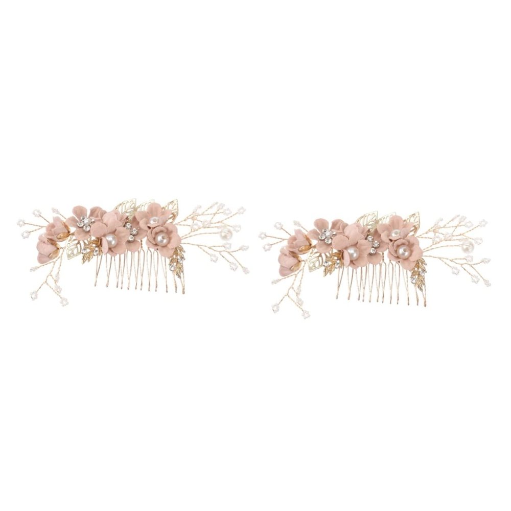 BIUDECO White Hair Combs for Women - 2pcs Pearl and Bridal Hair Styling Accessories, Fresh Small Comb for Bridesmaids