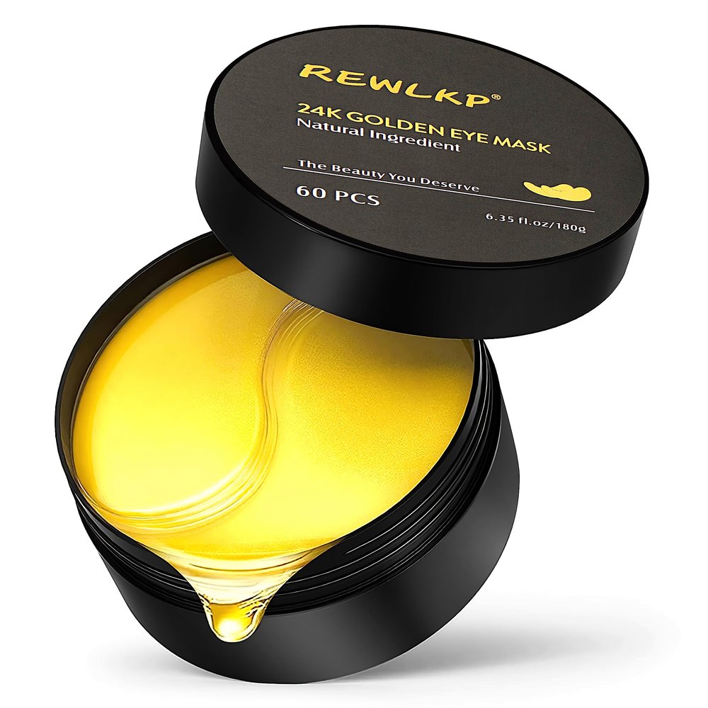 REWLKP 60 Pcs Under Eye Patches Wrinkle Treatment for Women, 24K Gold Eye Mask for Removing Dark Circles and Puffiness, 6.35 Fl Oz, 1