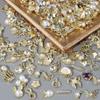 Dornail 50pcs Gold Nail Charms for Acrylic Nails, Mix Styles Shiny Pearl Alloy Nail Rhinestones Flower Butterfly Heart Star Charms for Nails Women Nail Jewels Nail Decorations for Nail Art Charms view 3