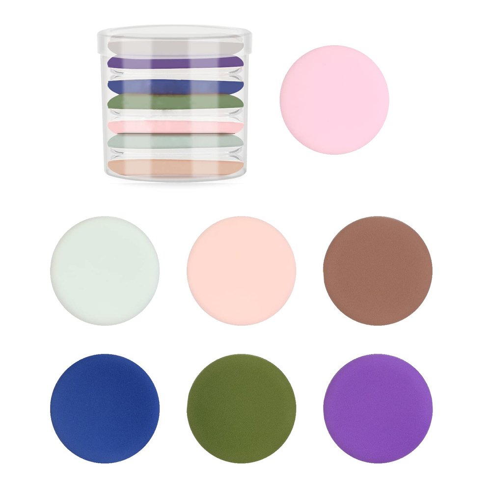 7 PCS Makeup Powder Puffs Round Sponge Powder Puff Wet and Dry Powder Puff Powder Puff for Face for Daily Make-up (7 Colors)