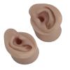 1 Pair Ear Practice Model, Novice Soft Silicone Flexible Ear Model Props for Jewelry Display (Dark Skin Color) view 1
