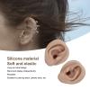 1 Pair Ear Practice Model, Novice Soft Silicone Flexible Ear Model Props for Jewelry Display (Dark Skin Color) view 3
